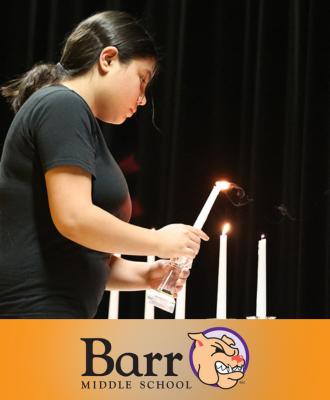  Candle lighting at National Junior Honor Society Induction ceremony at Barr Middle School.